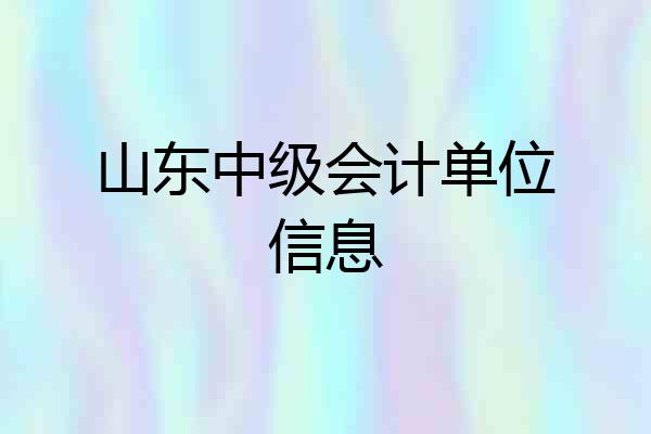 山东中级会计单位信息