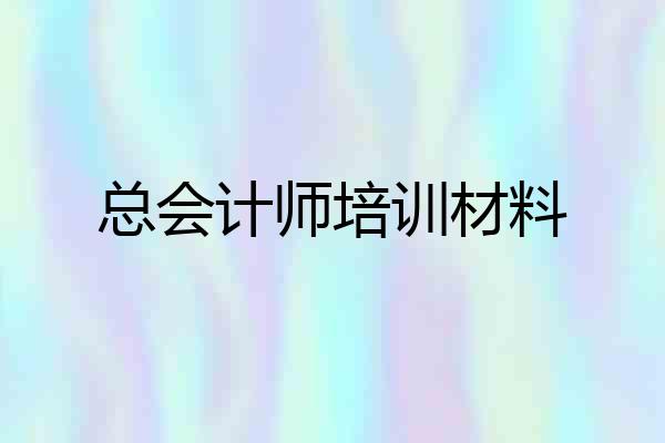 总会计师培训材料