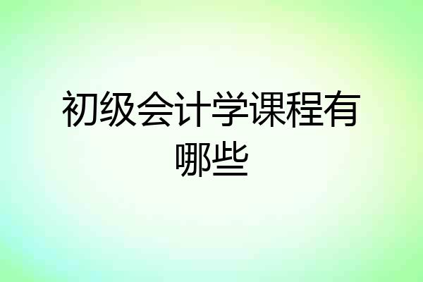 初级会计学课程有哪些