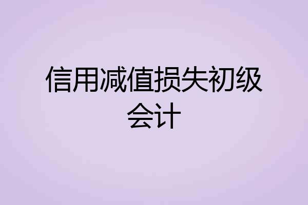 信用减值损失初级会计