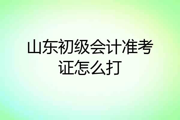 山东初级会计准考证怎么打