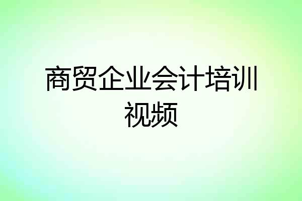 商贸企业会计培训视频