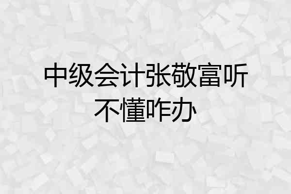 中级会计张敬富听不懂咋办