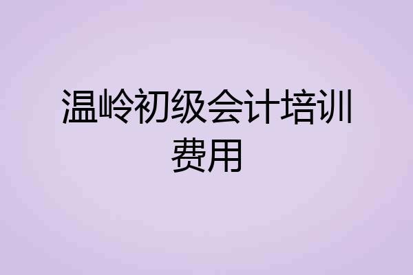 温岭初级会计培训费用