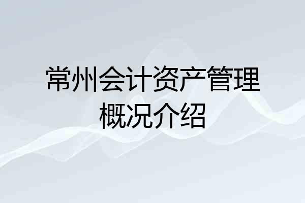 常州会计资产管理概况介绍