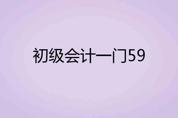 初级会计一门59