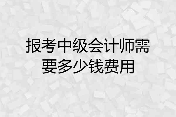 报考中级会计师需要多少钱费用