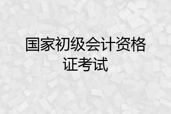 国家初级会计资格证考试