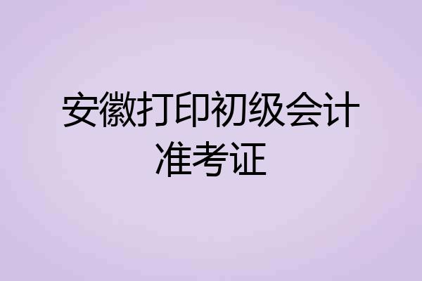 安徽打印初级会计准考证