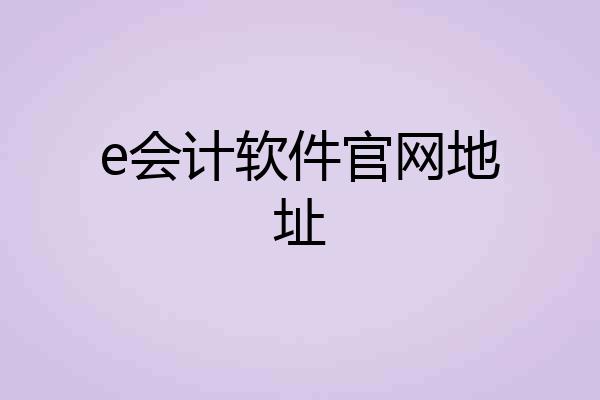 e会计软件官网地址