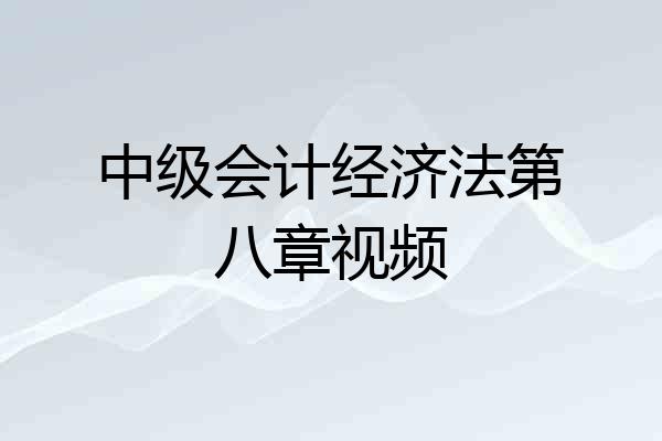 中级会计经济法第八章视频