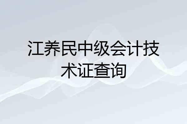 江养民中级会计技术证查询