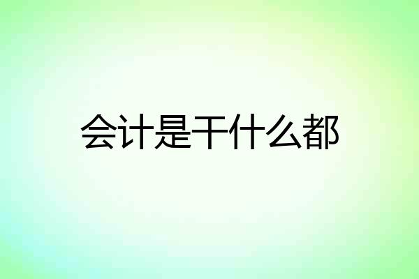 会计是干什么都