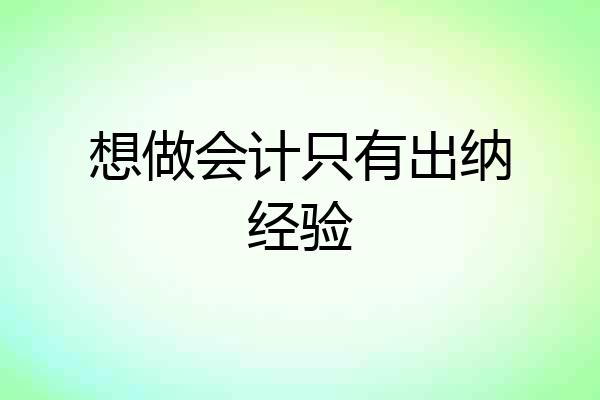 想做会计只有出纳经验