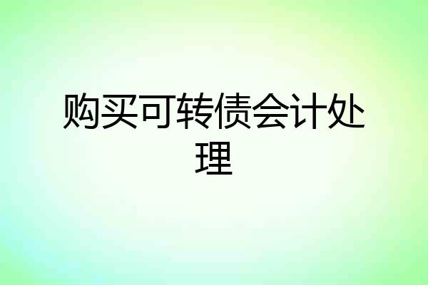 购买可转债会计处理