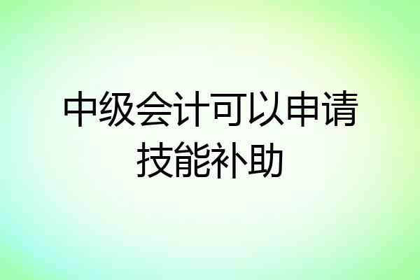 中级会计可以申请技能补助