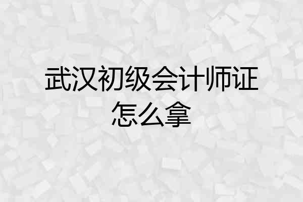 武汉初级会计师证怎么拿
