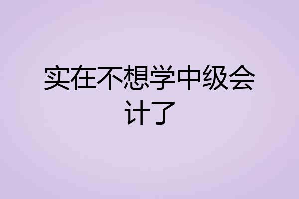 实在不想学中级会计了