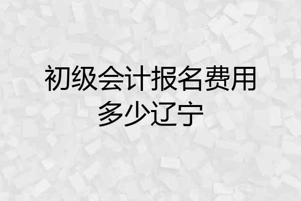 初级会计报名费用多少辽宁
