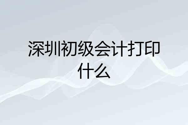 深圳初级会计打印什么