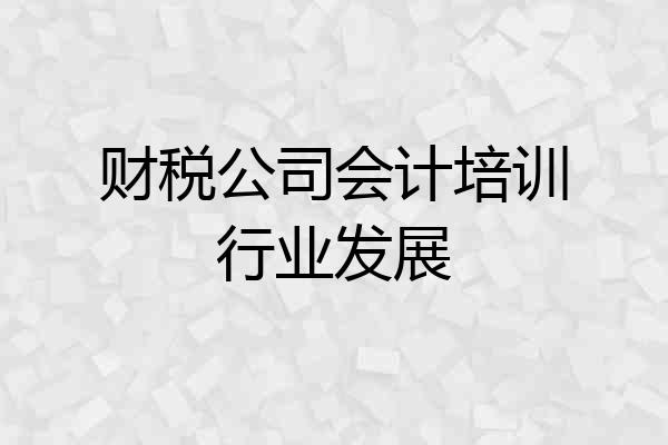 财税公司会计培训行业发展