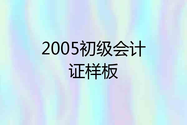 2005初级会计证样板