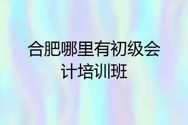 合肥哪里有初级会计培训班