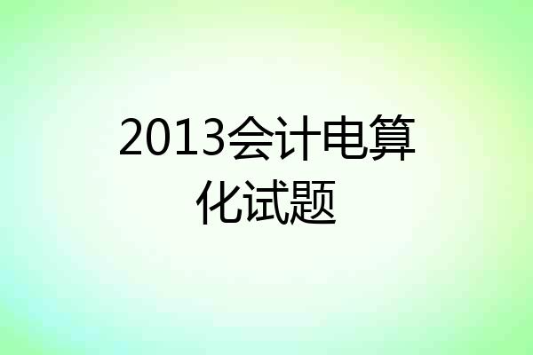 2013会计电算化试题