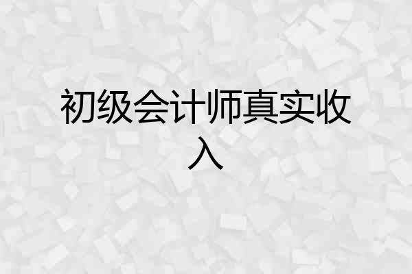 初级会计师真实收入