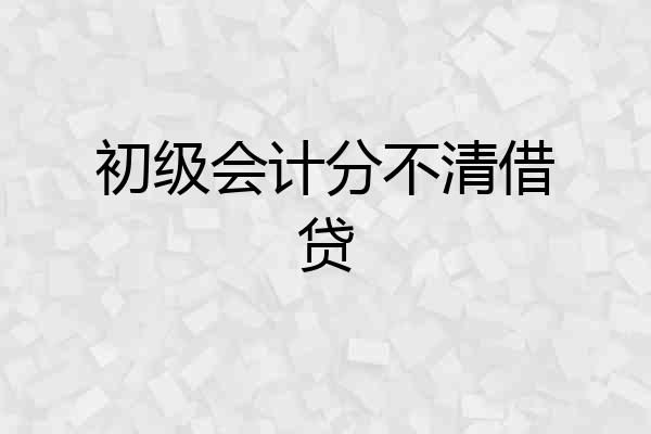 初级会计分不清借贷