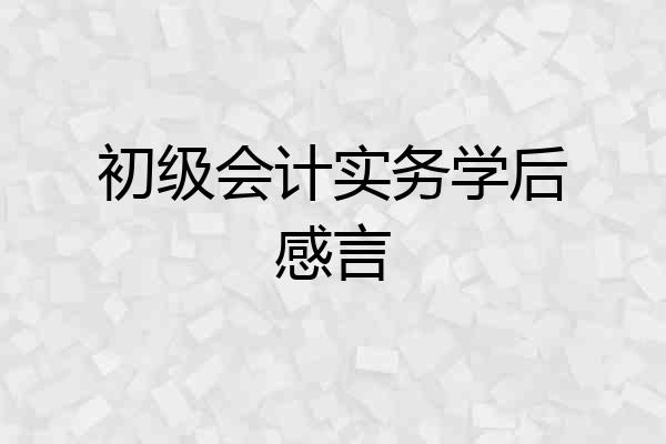 初级会计实务学后感言