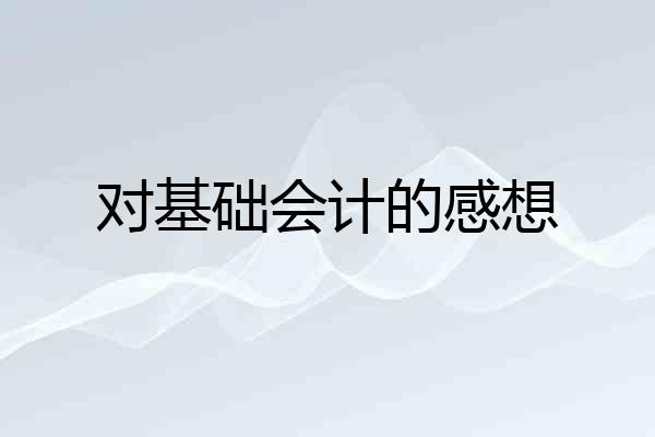 对基础会计的感想