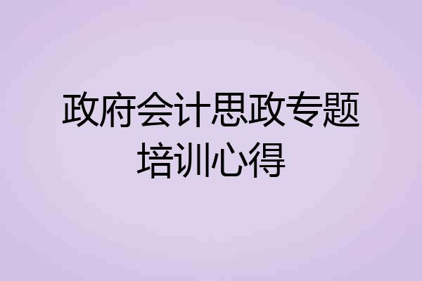 政府会计思政专题培训心得