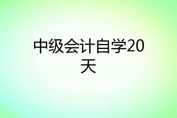 中级会计自学20天