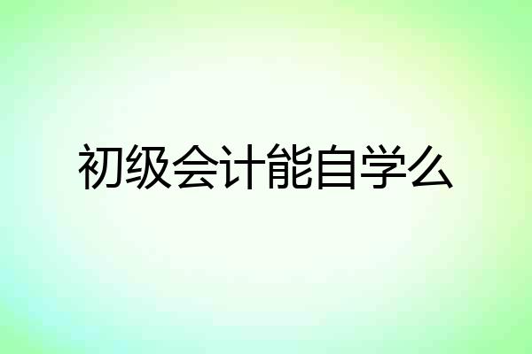 初级会计能自学么