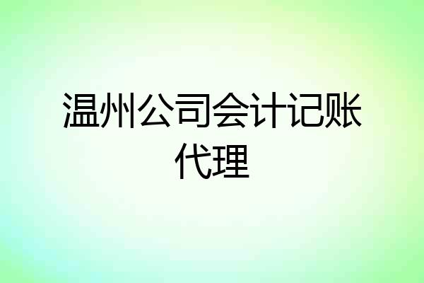 温州公司会计记账代理