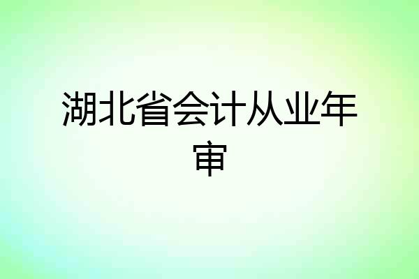 湖北省会计从业年审