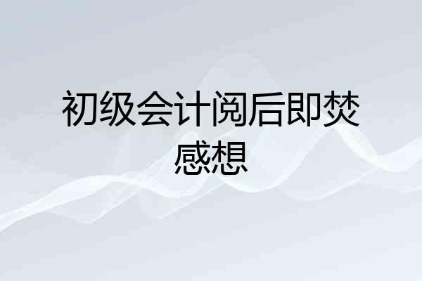 初级会计阅后即焚感想