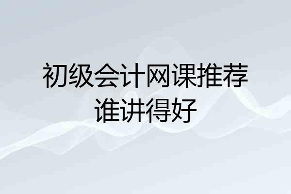 初级会计网课推荐谁讲得好