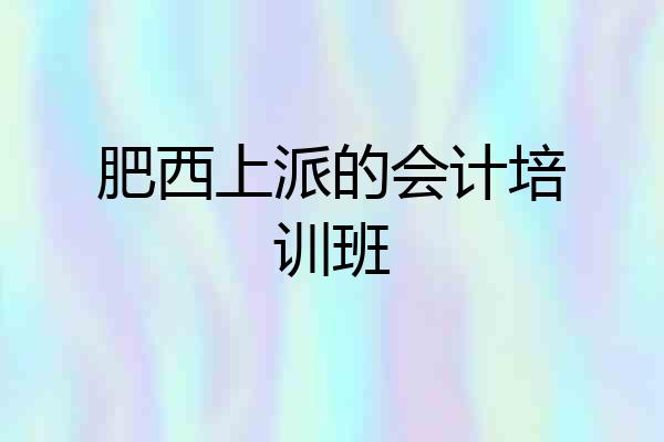 肥西上派的会计培训班