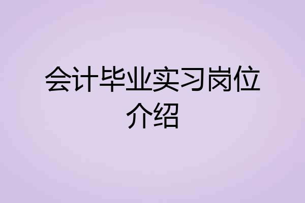 会计毕业实习岗位介绍