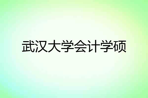 武汉大学会计学硕