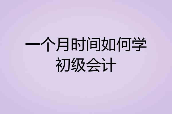 一个月时间如何学初级会计