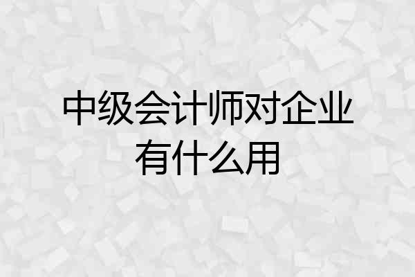 中级会计师对企业有什么用