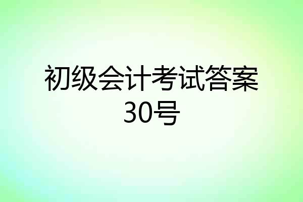 初级会计考试答案30号