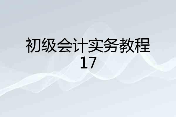 初级会计实务教程17