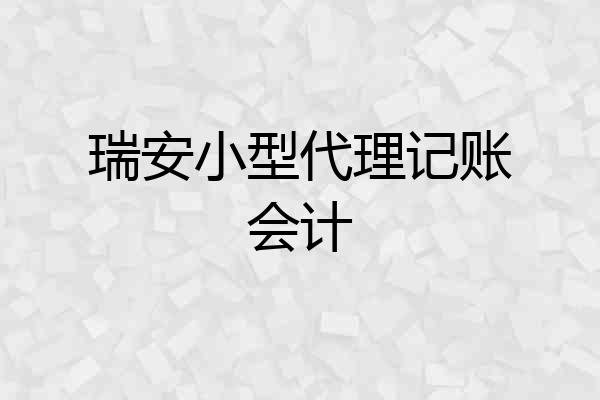 瑞安小型代理记账会计