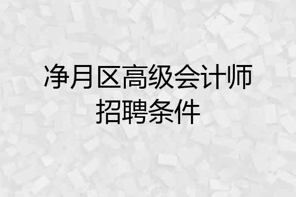 净月区高级会计师招聘条件