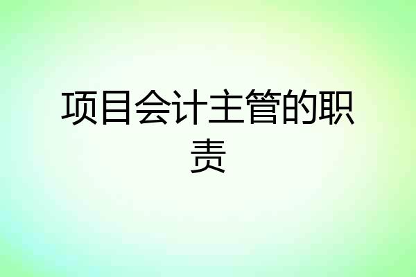 项目会计主管的职责