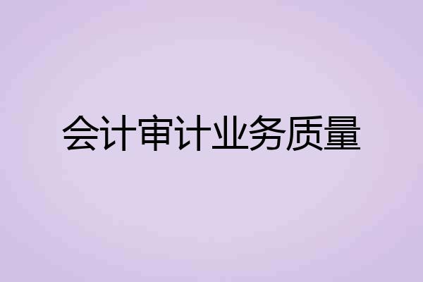 会计审计业务质量
